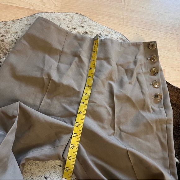 GOEN.J NWT Tan Wool Blend Straight Leg Trousers Side Buttons Size 6 - Picture 6 of 8